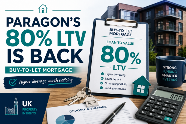 Featured image for a buy-to-let article about a Paragon mortgage product, showing UK property imagery and mortgage deal graphics.