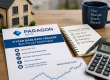 Alt text: Paragon two-year base rate tracker buy-to-let mortgage graphic showing mortgage paperwork, a bank base rate chart, calculator and property investment checklist.
